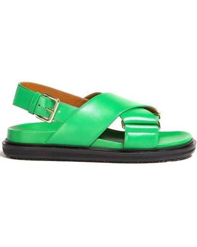 Marni Fussbett Cross-strap Slingback Sandals - Green