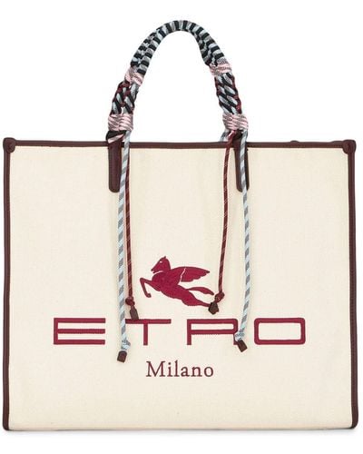Etro Logo-embroidered Tote Bag - Pink