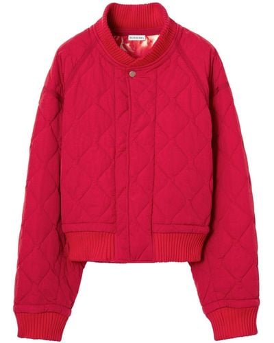 Burberry Raglan-sleeves Quilted Bomber Jacket - Red
