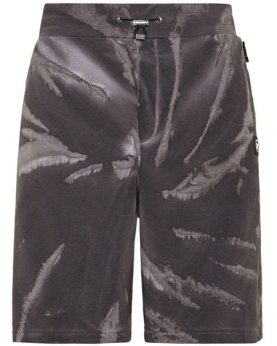 Philipp Plein Tutti Frutti Tie-dye Bermuda Shorts - Grey