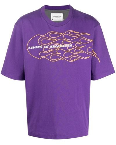 Youths in Balaclava Logo-print Detail T-shirt - Purple