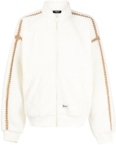 FIVE CM Contrasting-trim Faux-shearling Bomber Jacket - Natural