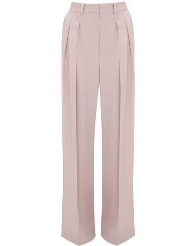 Victoria Beckham Double-pleat Wide-leg Pants - Pink