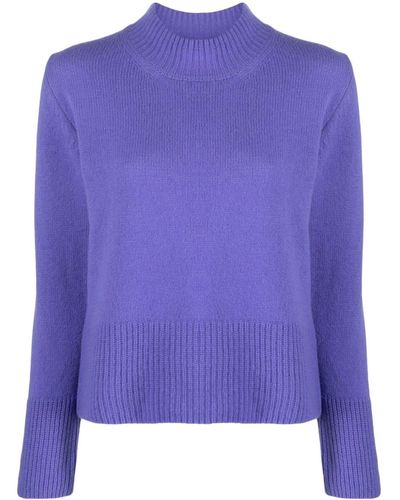 Alysi Mock-neck Virgin Wool Sweater - Purple