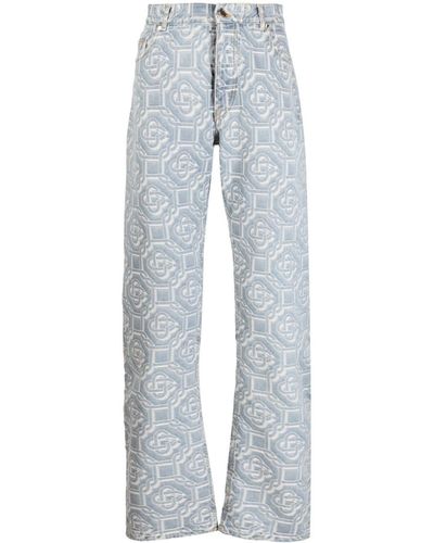 Casablancabrand Monogram-print Straight-leg Jeans - Blue