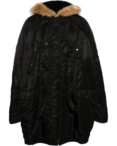 Balenciaga Hooded Padded Parka Coat - Black