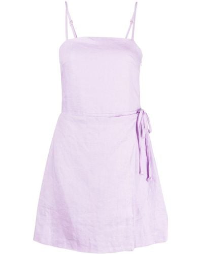 Faithfull The Brand Llian Linen Wrap Minidress - Purple