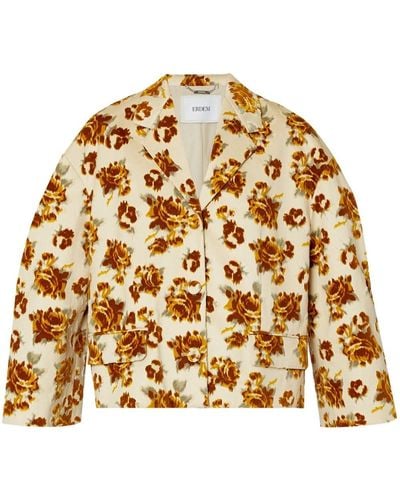Erdem Floral-pattern Velvet Cropped Jacket - Metallic
