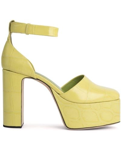 BY FAR Barb 120mm Crocodile-effect Sandals - Yellow