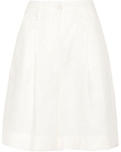 Barba Napoli Linen Wide-leg Shorts - White