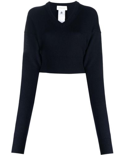 Sportmax Drop-shoulder Cropped Sweater - Black
