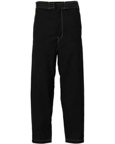 Lemaire Cotton Belted Carrot Pants - Black