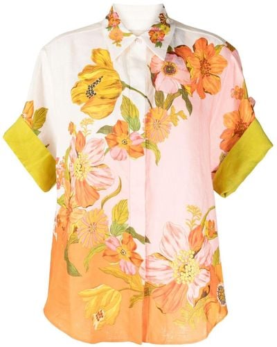 ALÉMAIS Camisa con estampado floral - Naranja