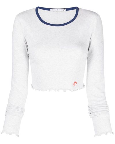 Alexander Wang Cropped-Top mit Logo-Applikation - Weiß