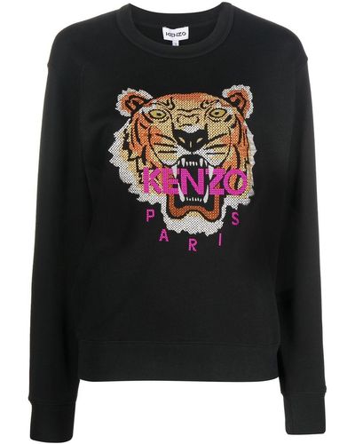 KENZO Jacquard-Sweatshirt mit Tiger - Schwarz