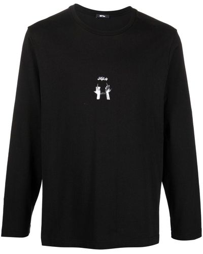 Msftsrep Middlefingers-print Long-sleeved T-shirt - Black