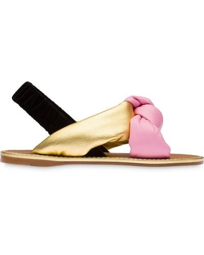 Miu Miu Color-block Knotted Leather Sandals - Pink