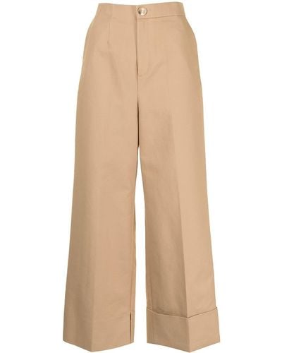 Enfold Wide-leg Cotton Trousers - Brown