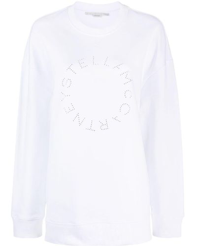Stella McCartney Sweatshirt mit Strass-Logo - Weiß