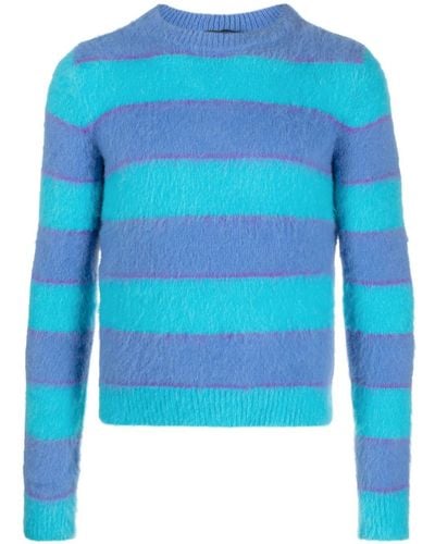 Egonlab Stripe-pattern Crew-neck Sweater - Blue
