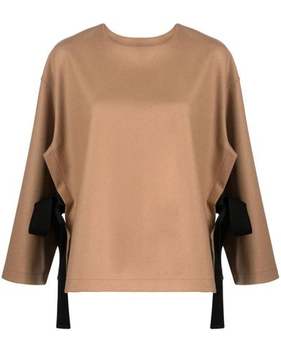 Erika Cavallini Semi Couture Blouse Met Badstof-effect - Naturel