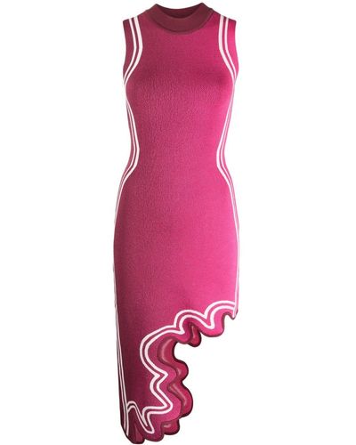 Ph5 Lydia Wave-print Asymmetric-hem Dress - Pink