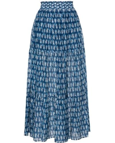 Mc2 Saint Barth Cheyenne Tiered Maxi Skirt - Blue