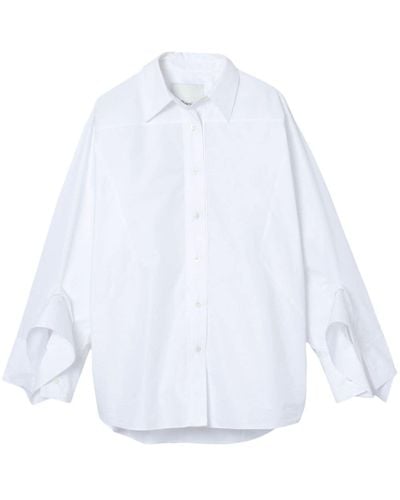 3.1 Phillip Lim Chemise en popeline à poignets drapés - Blanc