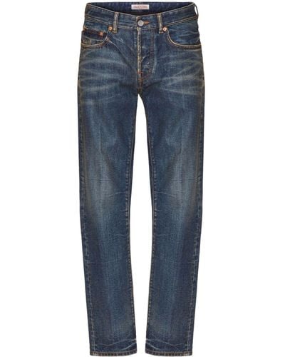 Valentino Garavani Jeans dritti con dettaglio a V - Blu
