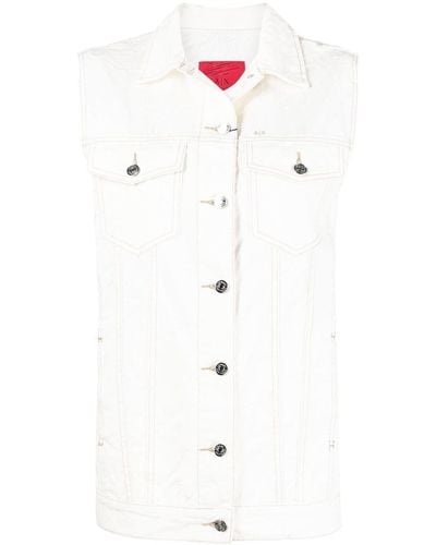 Armani Exchange Veste en jean à design sans manches - Blanc