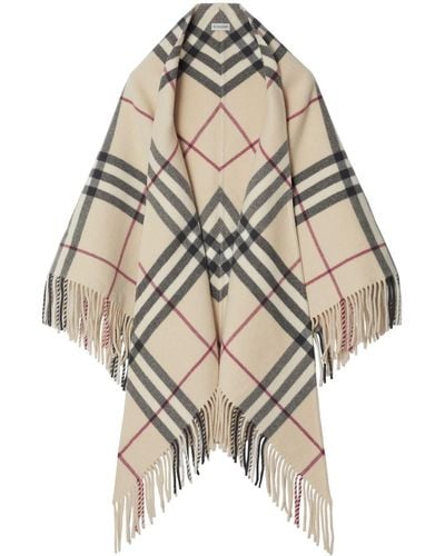 Burberry Vintage-check Wool Cape - Natural