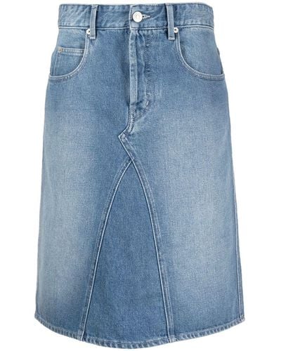 Isabel Marant Washed-denim A-line Skirt - Blue