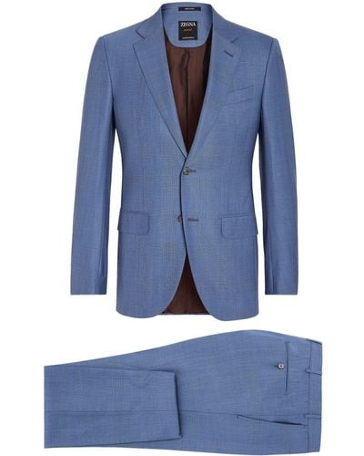 Zegna Centoventimila Single-breasted Wool Suit - Blue