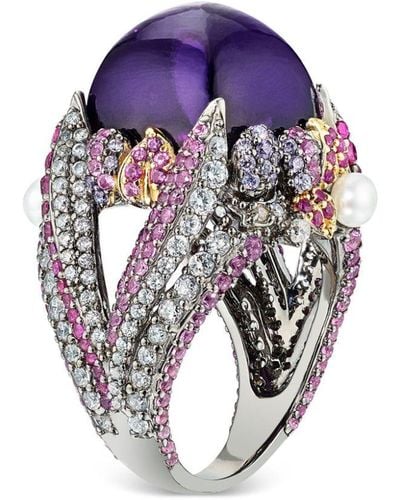 Anabela Chan 18kt Gold Vermeil Amethyst Sugarloaf Berry Gemstone Ring - Blue