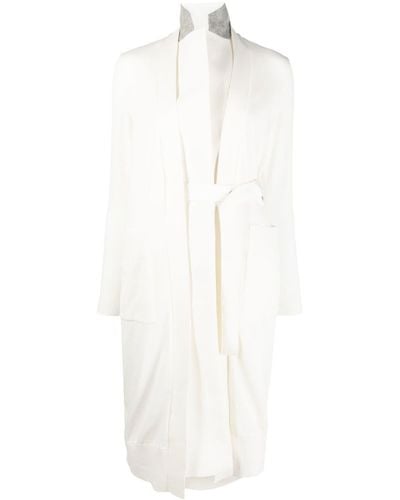 Sacai Single-breasted Belted Coat - White