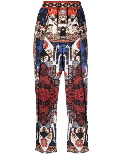 Balmain Abstract Pattern-print Cropped Trousers - Blue