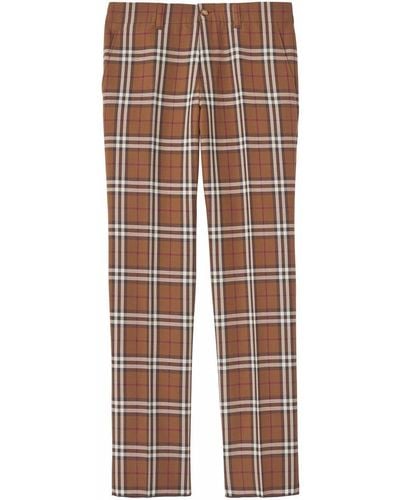 Burberry Check-print Tailored Pants - Brown