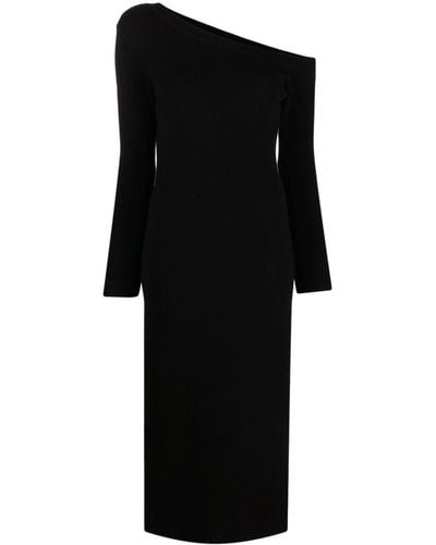 Lisa Yang Kitty One-shoulder Cashmere Midi Dress - Black