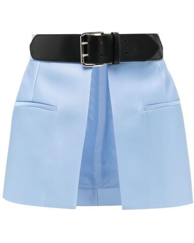 Dice Kayek High-waisted Peplum Belt Skirt - Blue