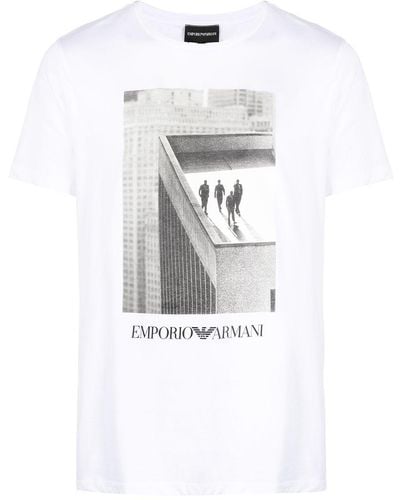 Emporio Armani T-shirt à imprimé graphique - Blanc