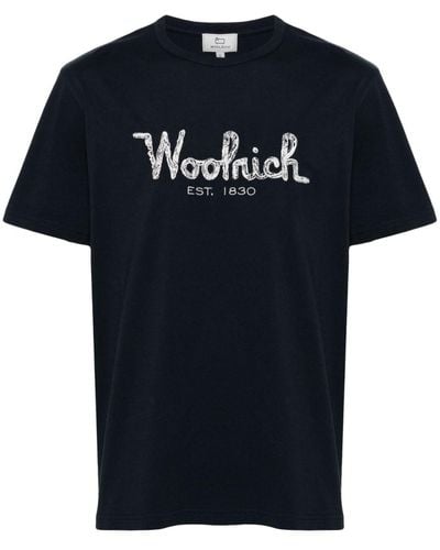 Woolrich T-shirt en coton à logo brodé - Noir