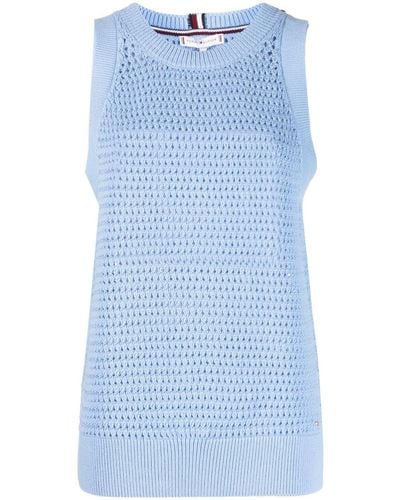 Tommy Hilfiger Open-knit Sleeveless Vest - Blue