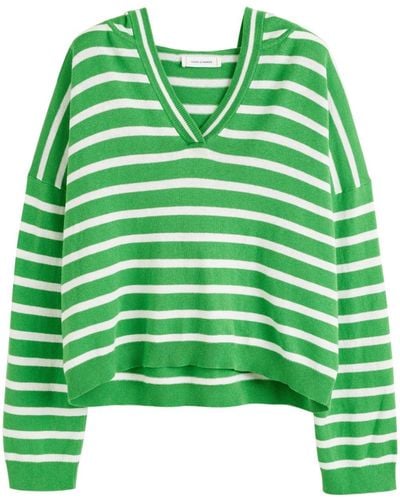 Chinti & Parker Striped Hooded Jumper - Green