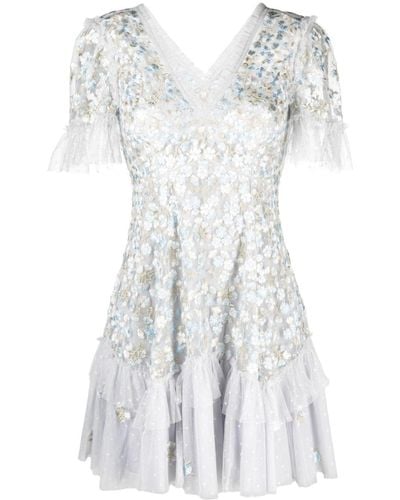 Needle & Thread Vestido Primrose con bordado floral - Blanco