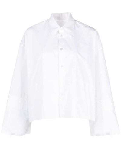 MM6 by Maison Martin Margiela Cropped Cotton Shirt - White