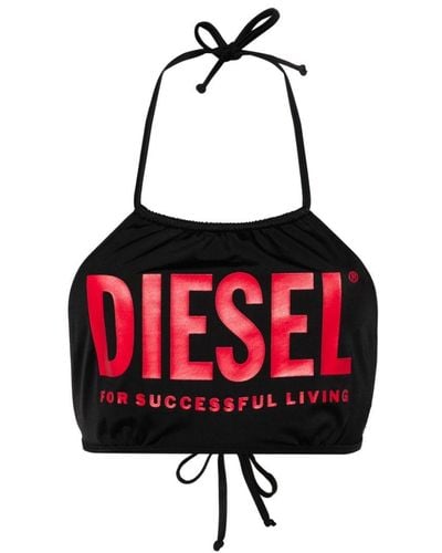 DIESEL BFB-LEA Bikinioberteil mit Logo-Print - Rot