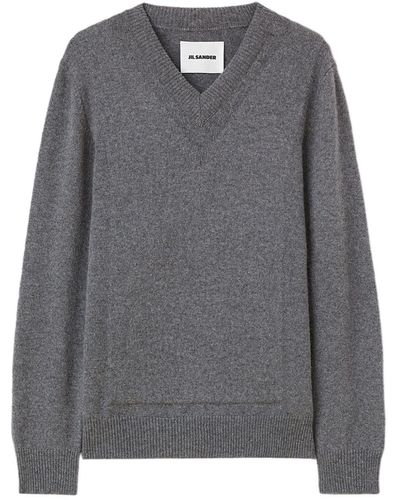 Jil Sander V-neck wool-blend jumper - Grau