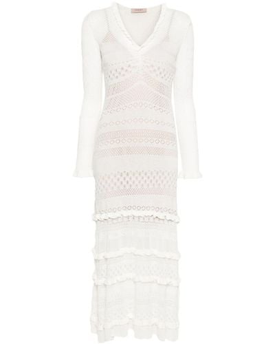 Twin Set Open-knit Maxi Dress - White
