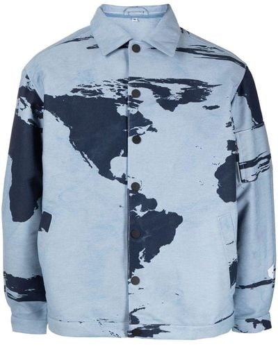 Stain Shade Abstract-print Two-pocket Jacket - Blue