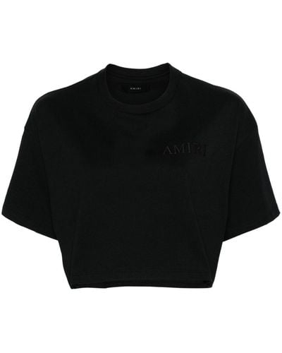 Amiri Embroidered-logo Cropped T-shirt - Black